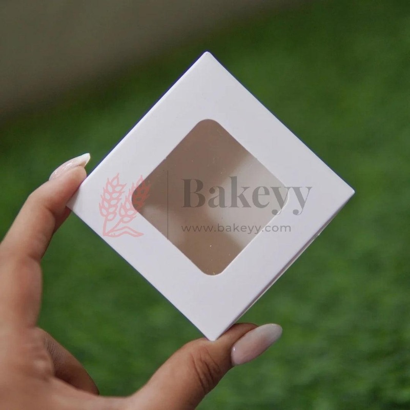 3 x 3 x 1.75 Inch White Window Box | cookie packaging box | cookie box with clear window | Gift box | Pack of 50