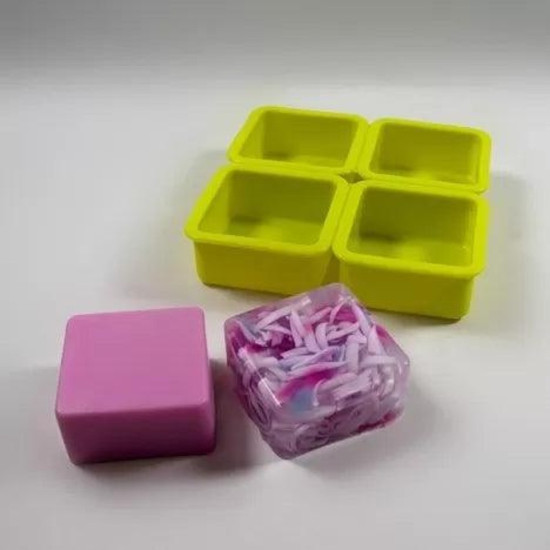 4 Square Shape Soap Molds Silicone Mold