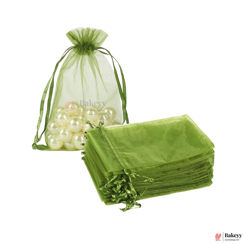 4x6 Inch Olive Green Organza Gift Pouch  Drawstring Bag |Pack Of 99