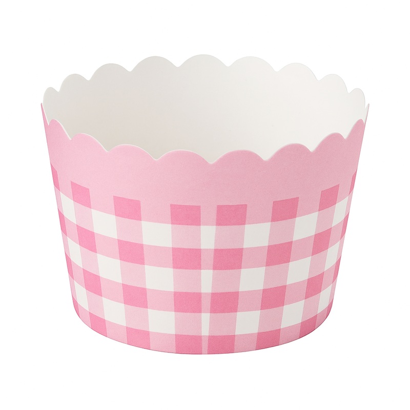 5cm| Pink & White Check Design Striped Scallop-Edge Baking Cups  Premium Paper Muffin Cup Liners |Pack Of 50