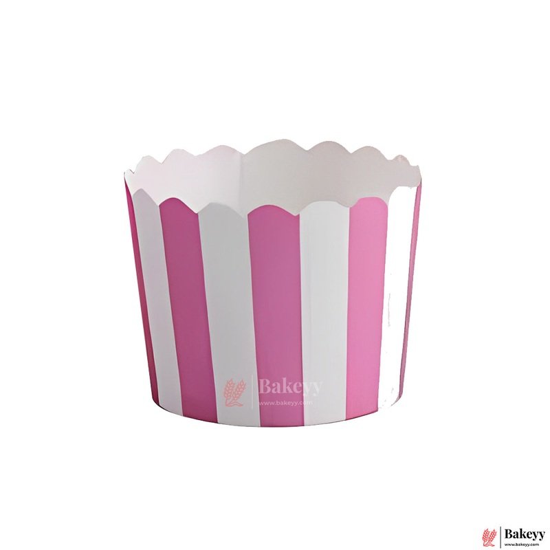 5cm | Pink & White Striped Scallop-Edge Baking Cups  Premium Paper Muffin Cup Liners | Pack Of 50