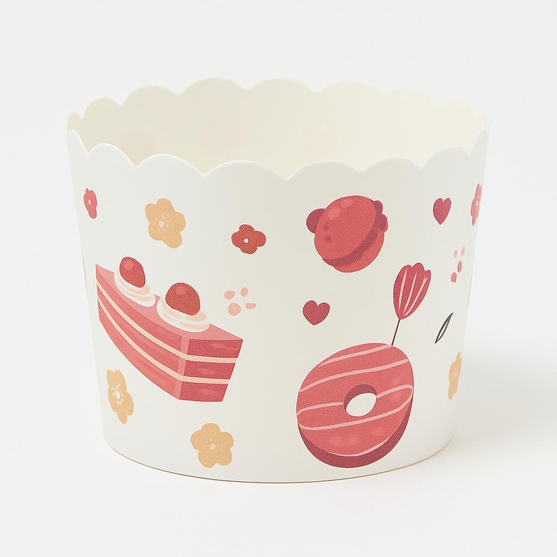 5cm | White Fancy Printed Scallop-Edge Baking Cups  Premium Paper Muffin Cup Liners | Pack Of 50