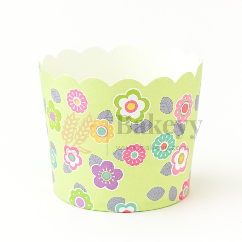 6cm | Floral Light Green Muffin Cup | Pack Of 50