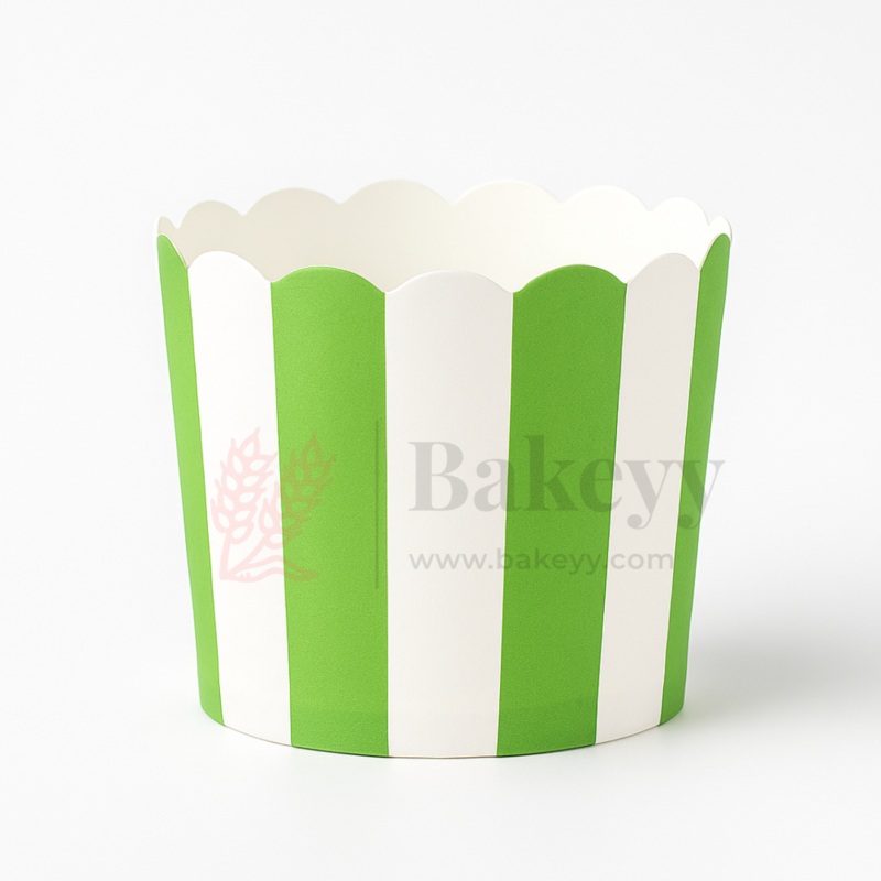 6cm | Green & White Stripes Muffin Cup | Packof50