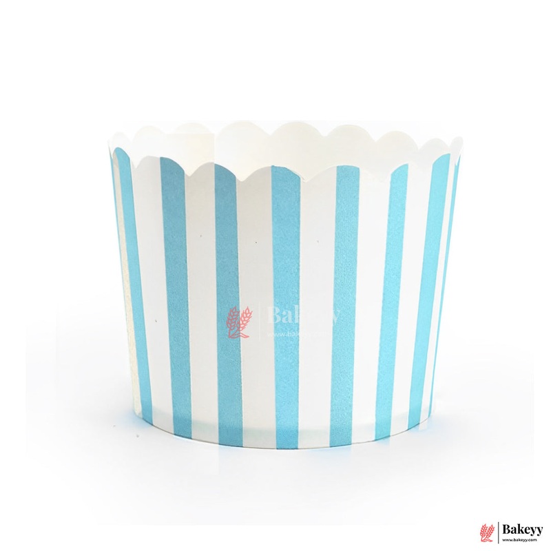 6cm | White And Turquoise Line Muffin Cup | Packof50