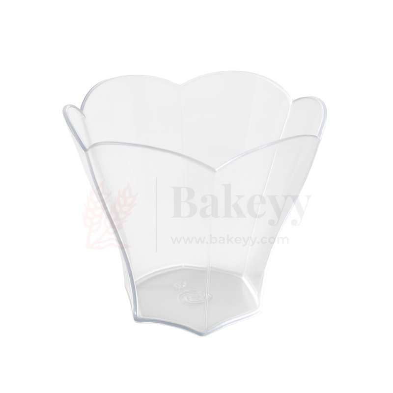 Petal-Shaped Transparent Mousse Cups | Pack Of 20 | D32