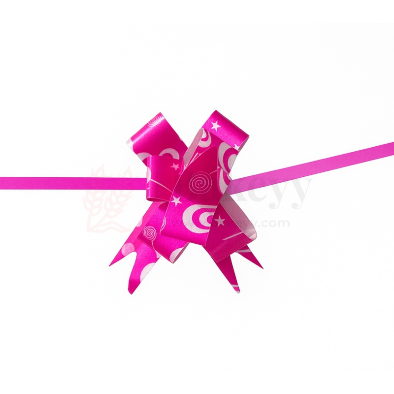 Printed Dark Pink | Pull-Up Ribbon Mixed Designs | Pack of 10
