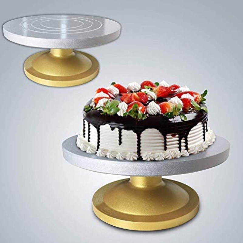 Rotating Fiber Cake Stand Cake Decorating Turntable, & Golden 12Inch (30 cm)