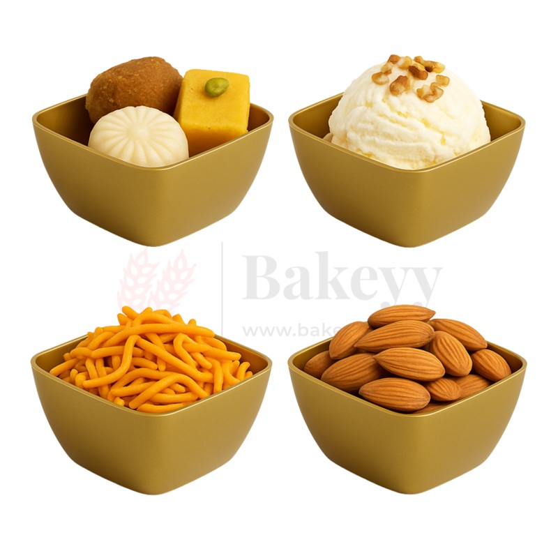 Square Wati Box Gold | Disposable Mini Serving Bowls | Pack Of 20 | D49