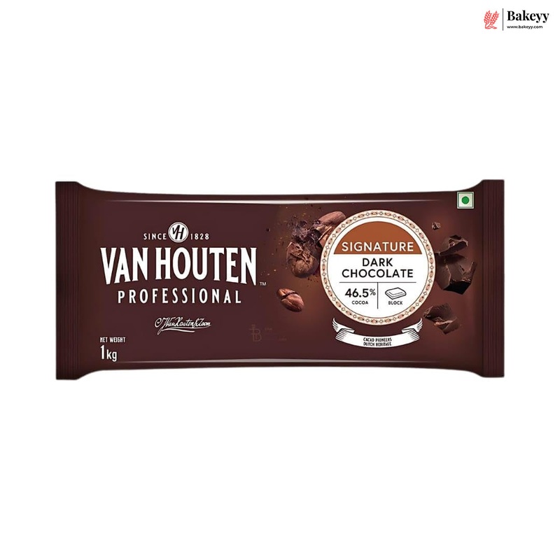 Van Houten Professional Signature Dark Chocolate Block  46.5% Cocoa | 1kg Baking Dark Chocolate