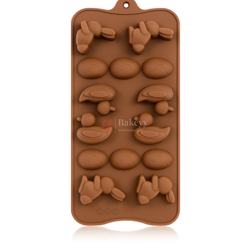 14-Cavity | Animal & Egg Shape Silicone Chocolate & Candy Mould| 1 Piece