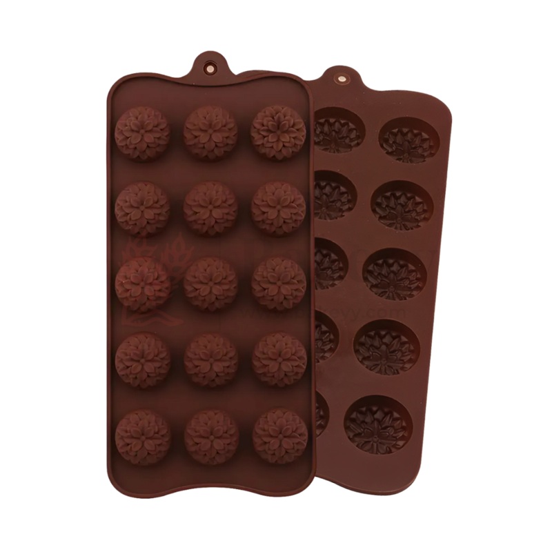 15-Cavity | Flower Design Silicone Chocolate Mould | Non-Stick Baking & Candy Making Tray | 1 Piece