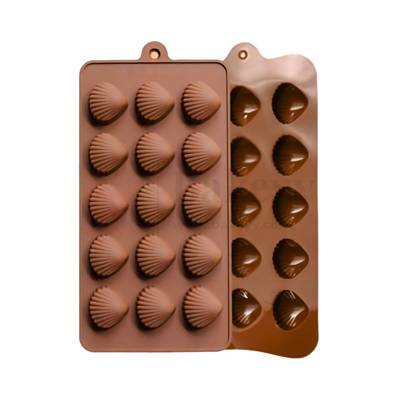 15-Cavity | Sea Shell Shaped Silicone Chocolate Mould | Non-Stick Baking & Candy Making Tray | 1 Piece