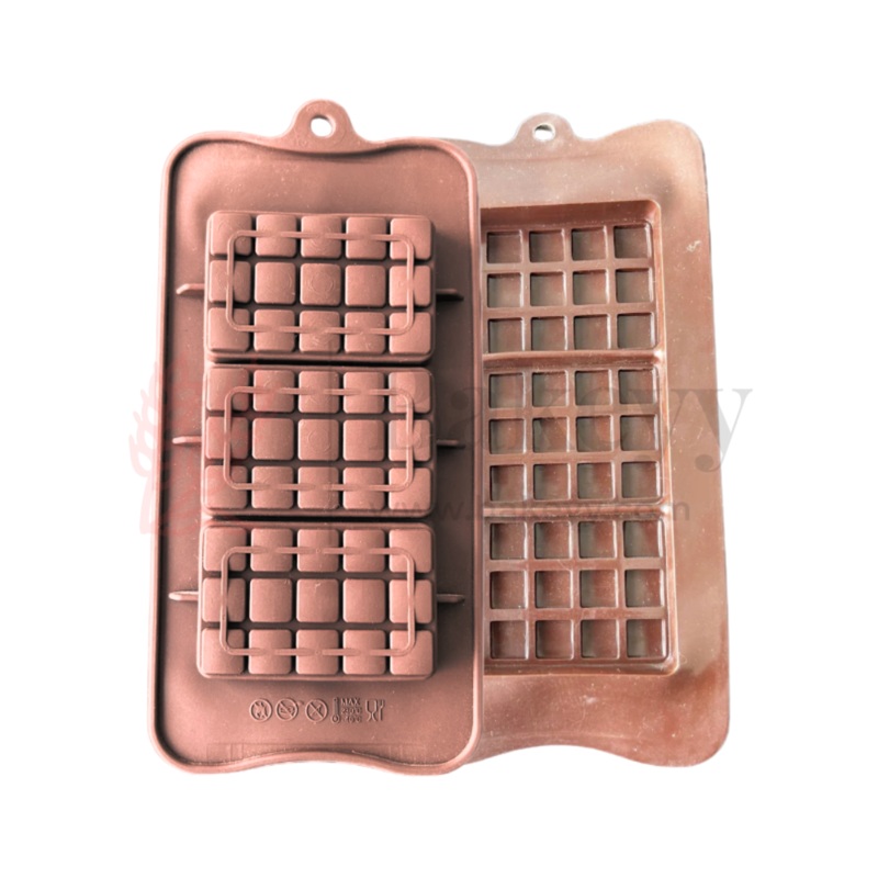 3-Cavity | Choco Chunky Bar Shaped Silicone Chocolate Mould | Non-Stick Baking & Candy Making Tray | 1 Piece