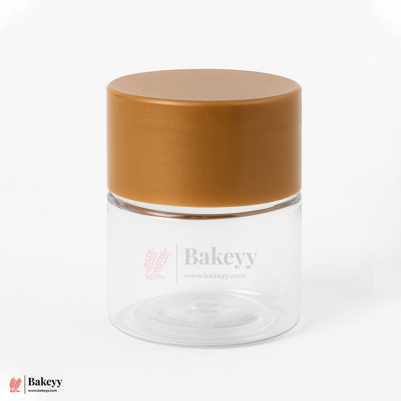 63mm-250ml Airtight Cookie Jar  Clear Plastic Storage Container With Brown Lid| Ideal for Cookies, Nuts & Snacks | Pack Of 10