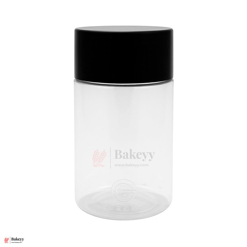 63mm-350ml Airtight Cookie Jar  Clear Plastic Storage Container with Black Lid | Ideal for Cookies, Nuts & Snacks | Pack Of 10