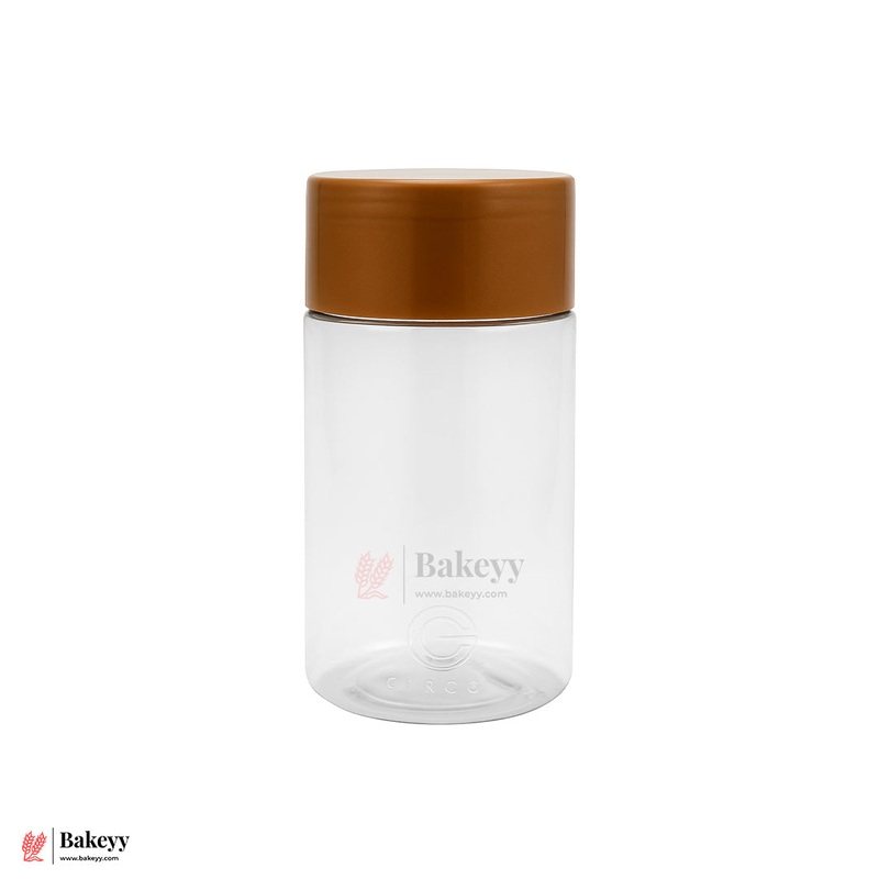 63mm-350ml Airtight Cookie Jar  Clear Plastic Storage Container With Brown Lid| Ideal for Cookies, Nuts & Snacks | Pack Of 10