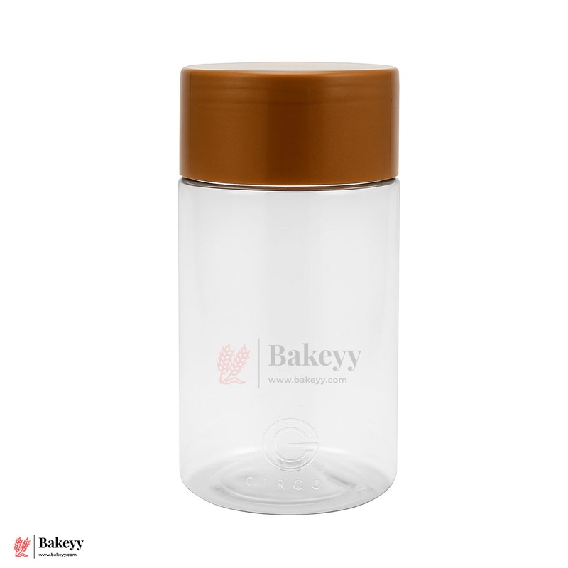 63mm-500ml Airtight Cookie Jar  Clear Plastic Storage Container  With Brown Lid| Ideal for Cookies, Nuts & Snacks | Pack Of 10