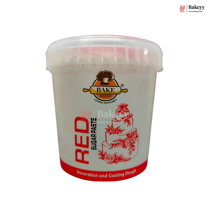 Bakehaven Red Sugar Paste  Premium Fondant for Cake Decoration & Coating | 1kg Smooth & Ready-to-Use Dough