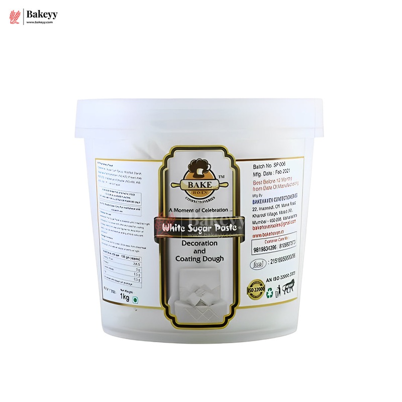 Bakehaven White Sugar Paste  1kg | Premium Fondant for Cake Decoration, Coating & Sculpting | Smooth & Ready-to-Use