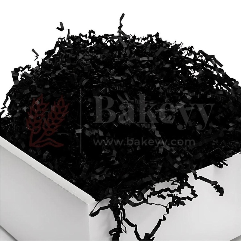 Black Colour Crinkle Confetti | Shredded Paper Grass | 50g