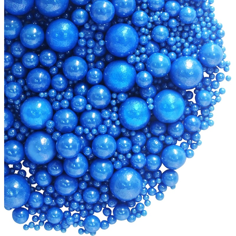Blue Edible Pearl Sprinkles -7  Sizes Mix
