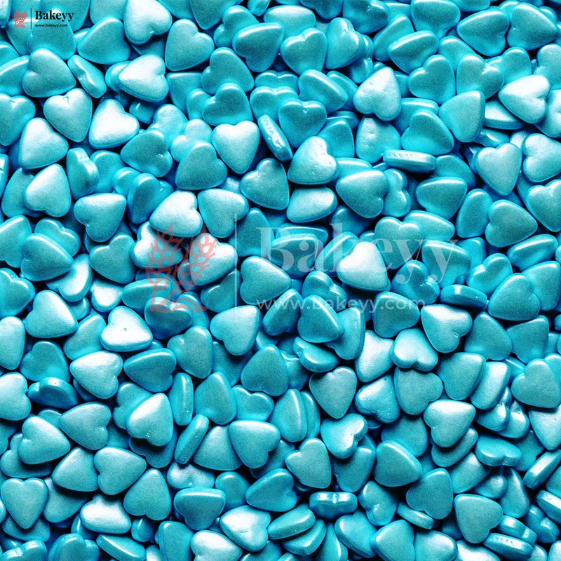 Blue Heart-Shaped Edible Sprinkles| Cupcake| Dessert Decoration | Metallic Finish