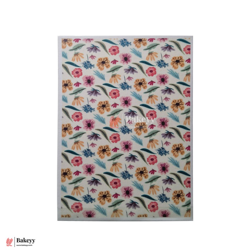 Colorful Edible Wafer Sheet  Tropical Floral Design| Pack Of 1