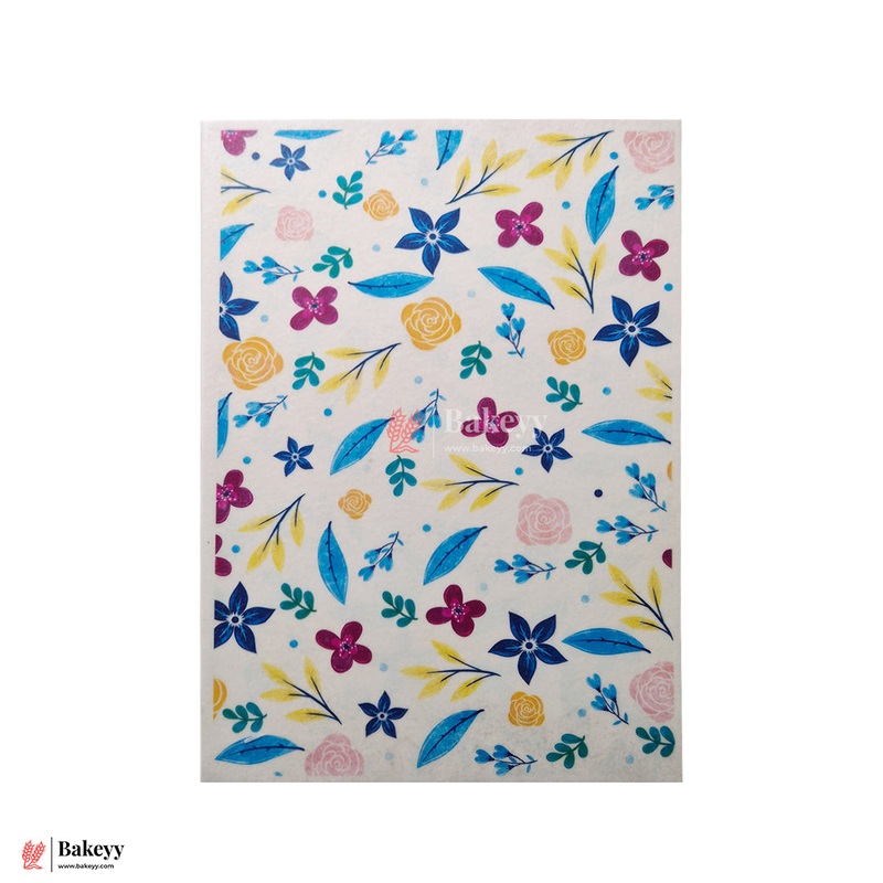 Colorful Edible Wafer Sheet  Vibrant Spring Floral Design | Pack Of 1