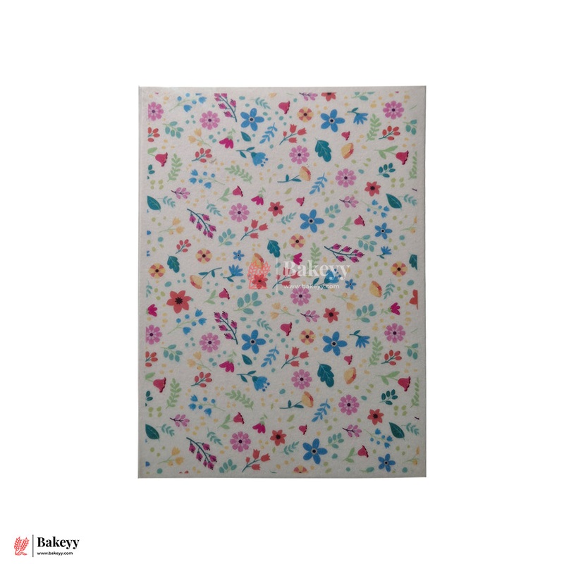Colorful Floral Pattern Wafer Sheet  Small Flower Pattern   | Pack Of 1