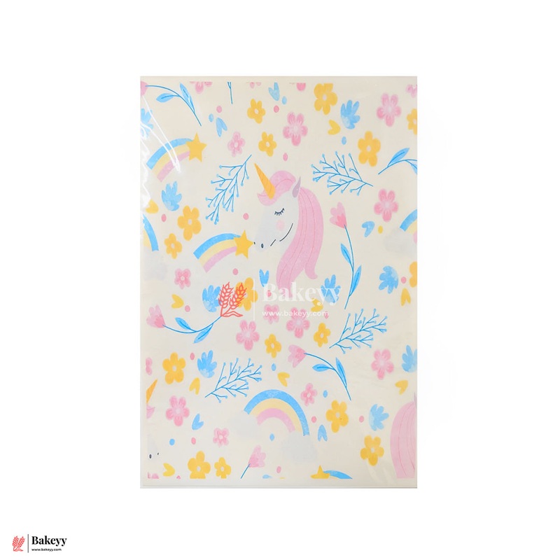 Colorful Magical Unicorn Edible Cake Sheet  Fun Cartoon Design | Pack Of 1