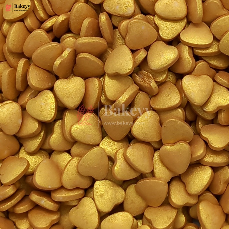 Golden Heart-Shaped Edible Sprinkles| Cupcake| Dessert Decoration | Metallic Finish