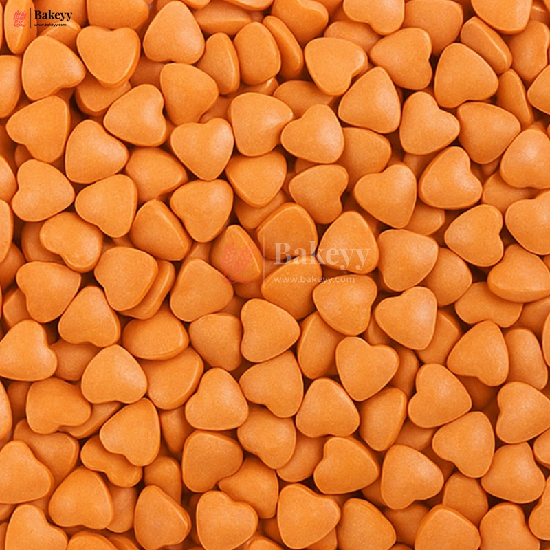 Orange Heart-Shaped Edible Sprinkles| Cupcake| Dessert Decoration | Metallic Finish