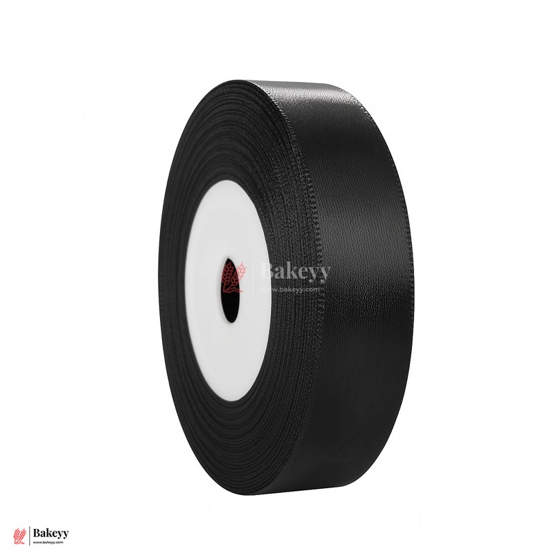 0.5 inch |18 Mtr Black Satin Ribbon Roll  High-Quality Decorative Ribbon for Gift Wrapping & Crafts