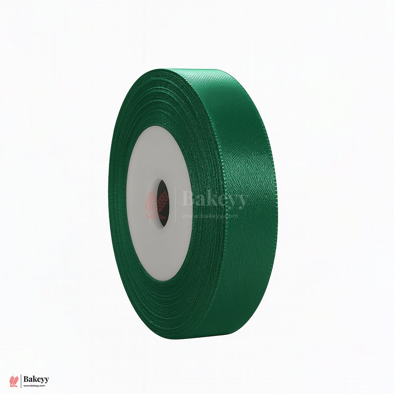 0.5 inch |18 Mtr Green Satin Ribbon Roll  High-Quality Decorative Ribbon for Gift Wrapping & Crafts| 1 Roll