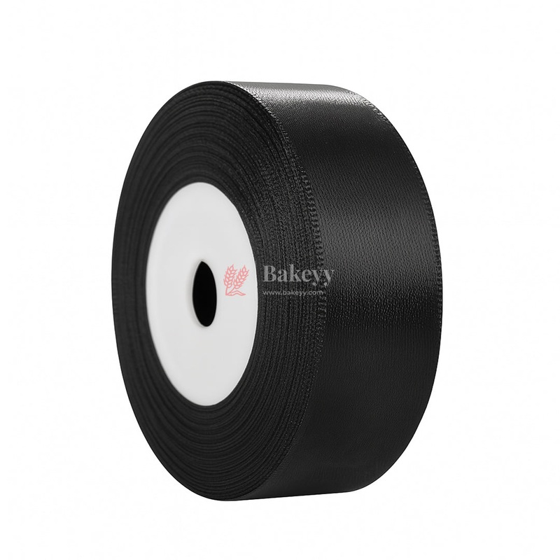 1 inch |18 Mtr Black Satin Ribbon Roll  High-Quality Decorative Ribbon for Gift Wrapping & Crafts| 1 Roll