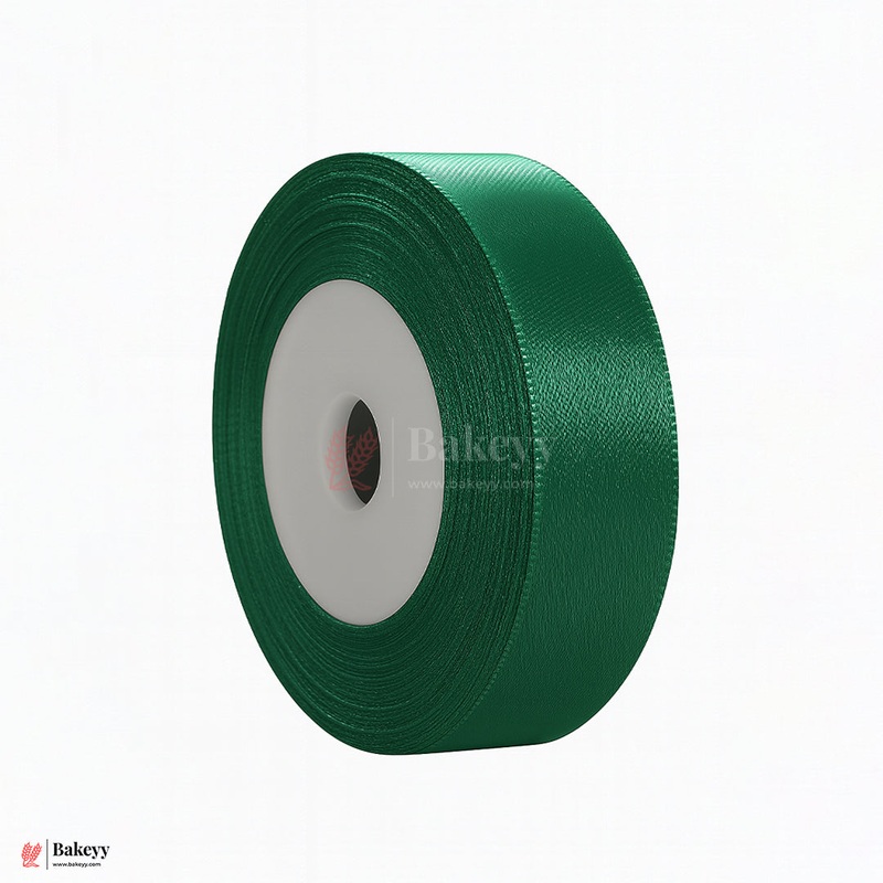 1 inch |18 Mtr Green Satin Ribbon Roll  High-Quality Decorative Ribbon for Gift Wrapping & Crafts| 1 Roll