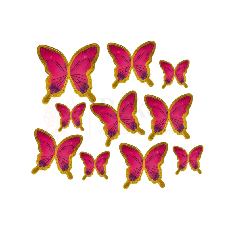 Golden-Edged Dark Pink | Butterfly Toppers | Elegant Decoration for Cakes, Cupcakes&Desserts|Setof10