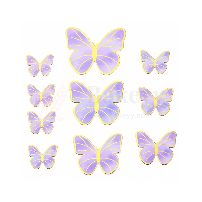 Golden-Edged Purple | Butterfly Toppers | Elegant Decoration for Cakes, Cupcakes&Desserts|Setof10