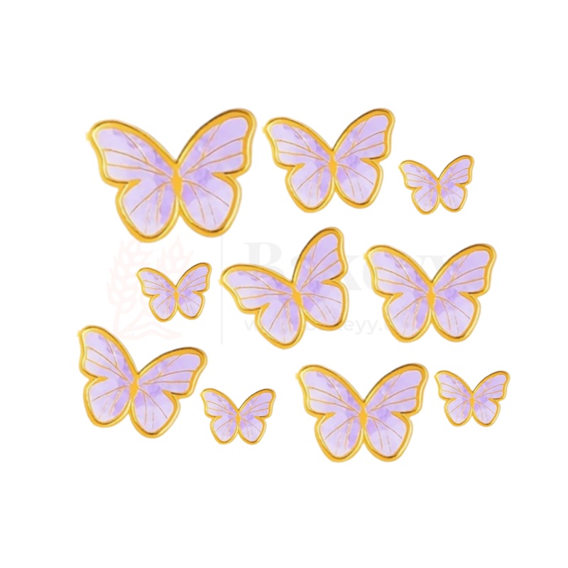 Golden-Edged Water Colour Purple | Butterfly Toppers | Elegant Decoration for Cakes, Cupcakes&Desserts|Setof11