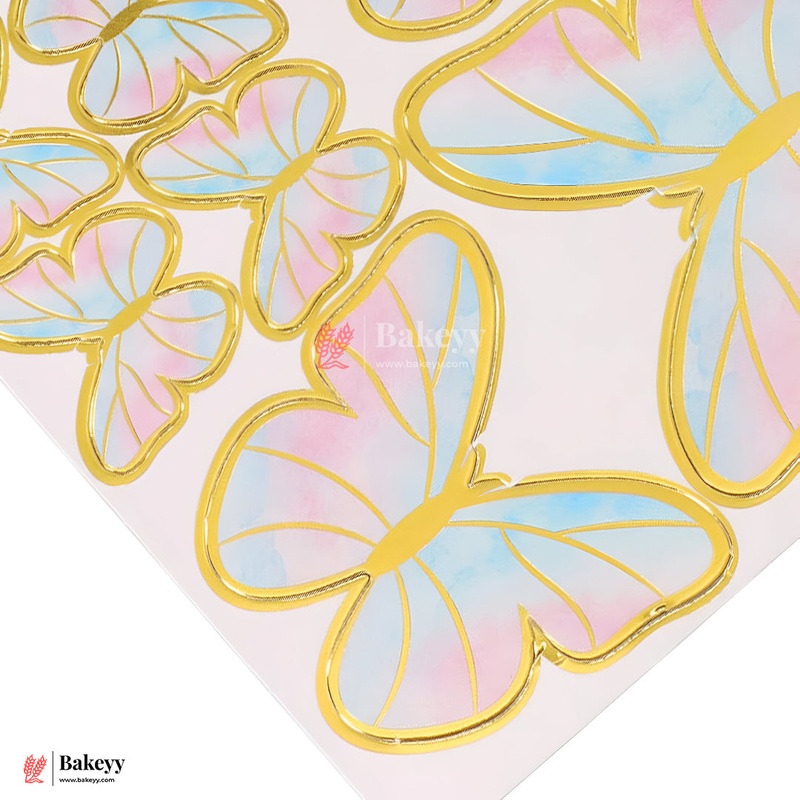 Soft Pink , Blue & Gold | Butterfly Toppers | Elegant Decoration for Cakes, Cupcakes&Desserts|Setof10