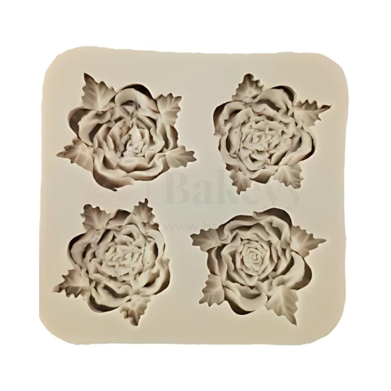 111 | 4 Cavity Rose Silicone Mould - 1 Piece