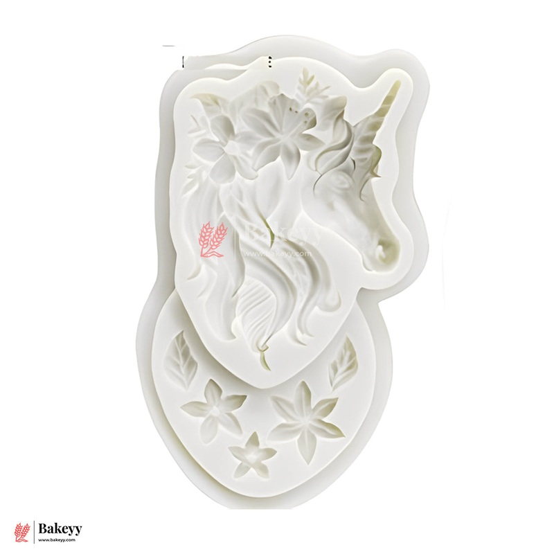 12| Unicorn with Floral Mane Design Silicone Mould - 1 Piece