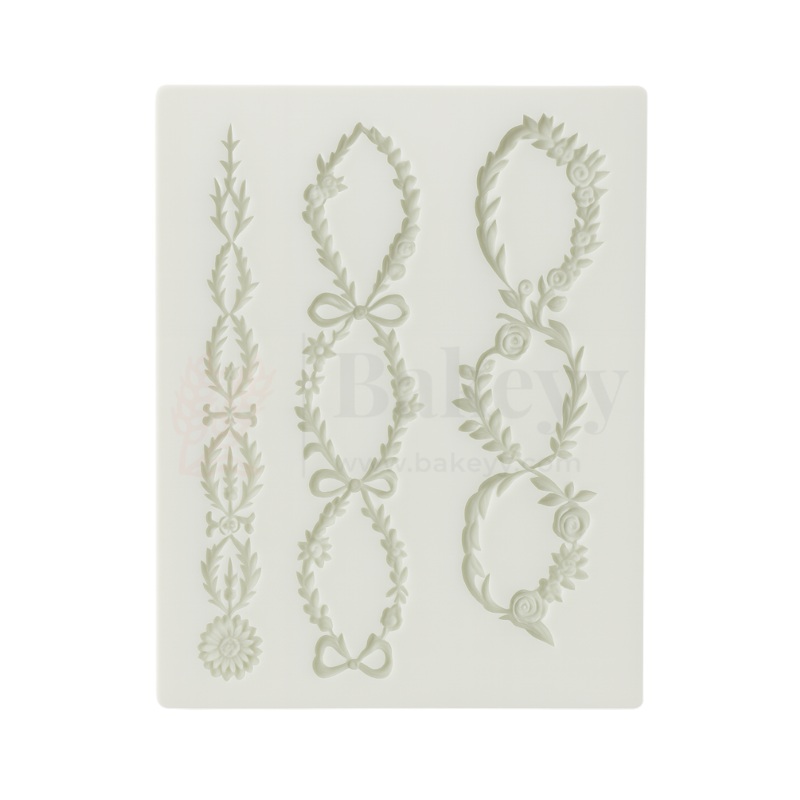 123 | Floral Garland & Oval Frame Silicone Mould - 1 Piece