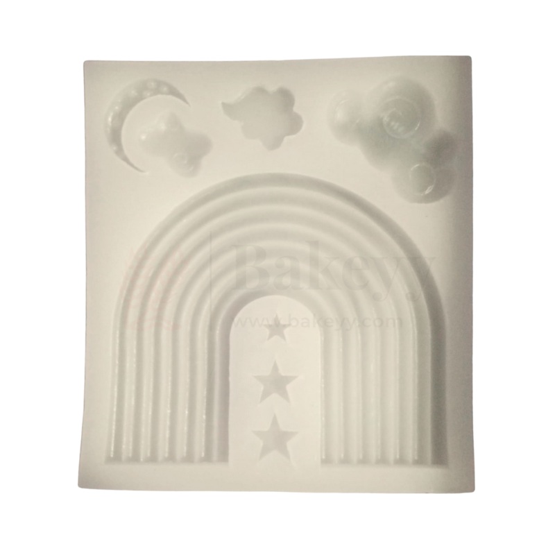 141 | Rainbow, Stars & Clouds Silicone Mould - 1 Piece
