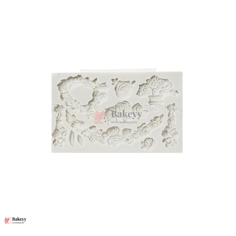 146 | Vintage Floral Garland Silicone Fondant Mould | 19x12cm