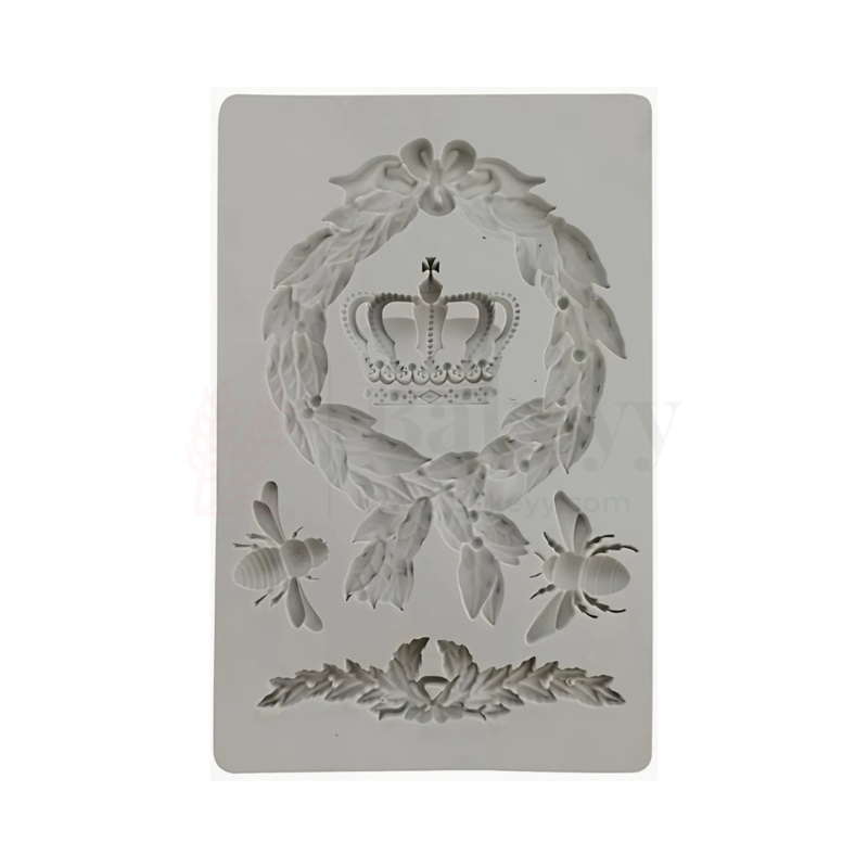 2500 | Crown, Totem & Bee Border Silicone Mould - 1 Piece