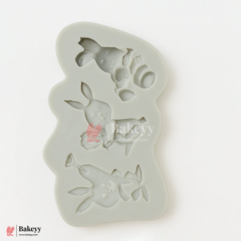 512 Rabbit Silicone Mold  3 Cavity | Silicone Mold |For Fondant, Resin & Crafts | Fondant Mould - 1 Piece