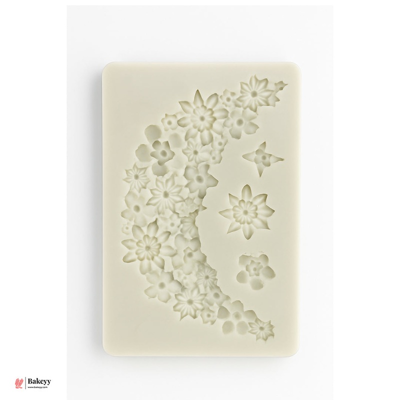570 |  Floral Crescent Silicone Fondant Mould | 13x9cm