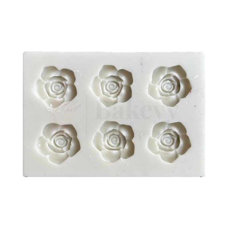 6 Rose Flower Silicone Fondant Mould - 1 Piece